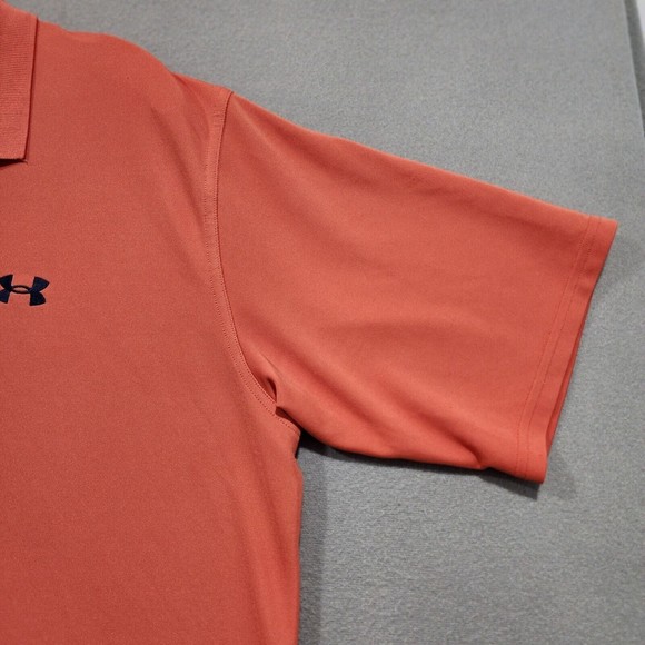 Under Armour Polo Shirt Mens Large Orange Solid Short Sleeve - Picture 6 of 16